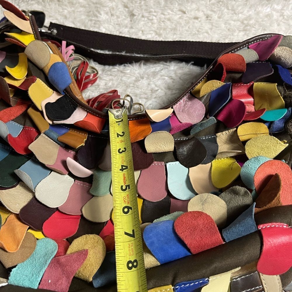 Patchwork & Fringe Multicolor Leather Slouch larg… - image 14